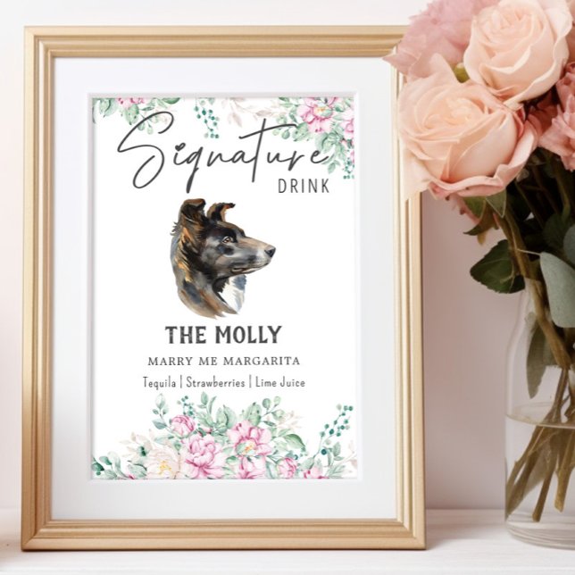 Poster Panneau de signature de chien Collie Bordure (Créateur téléchargé)