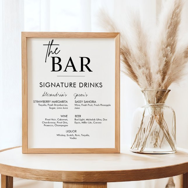 Poster Panneau de signature de mariage imprimable Menu du (Custom wedding bar sign, signature drinks sign)