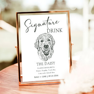 Poster Panneau de signature Mariage de chien Golden Retri