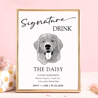 Poster Panneau de signature Mariage de chien Golden Retri