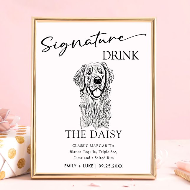 Poster Panneau de signature Mariage de chien Golden Retri (Créateur téléchargé)