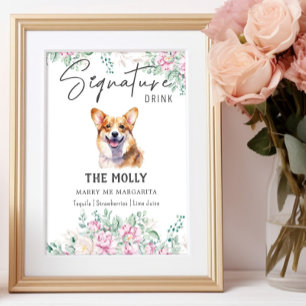 Poster Panneau de signature Mariage Welsh Corgi
