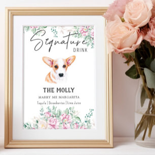 Poster Panneau de signature Mariage Welsh Corgi