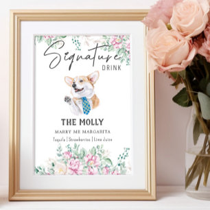 Poster Panneau de signature Mariage Welsh Corgi