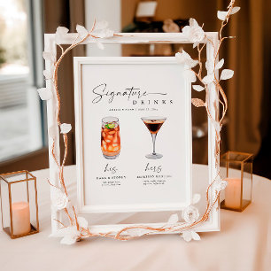 Poster Panneau de signature minimaliste Boissons Mariage