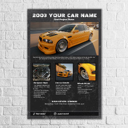 Poster Panneau de spécifications de salon automobile avec
