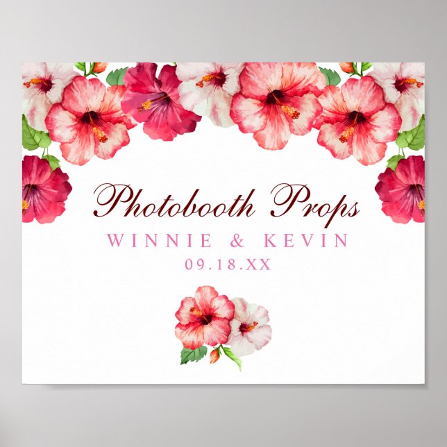 Poster Panneau de stand de photomaton floral tropical (Devant)