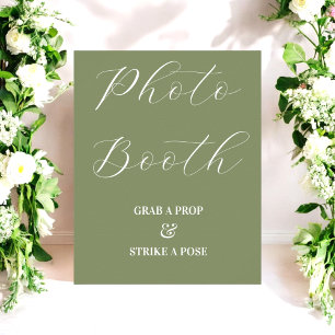 Poster Panneau de stand photo de mariage vert sauge 