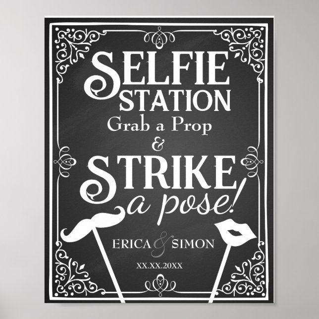 Poster Panneau de stand photo mariage écrit à la craie (Devant)