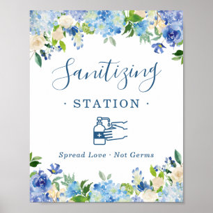 Poster Panneau de station d'assainissement Blue Hydrangea