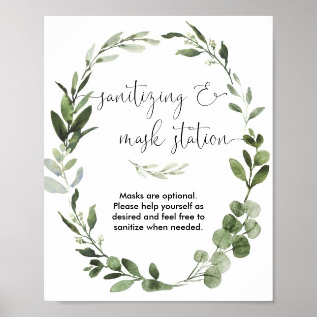 Poster Panneau de station de masque de nettoyage vert cou (Devant)