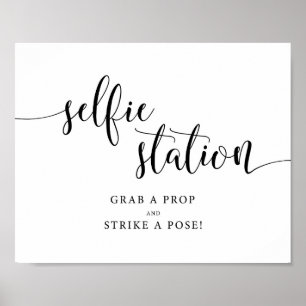Poster Panneau de Station de Selfie de Mariage Rustique