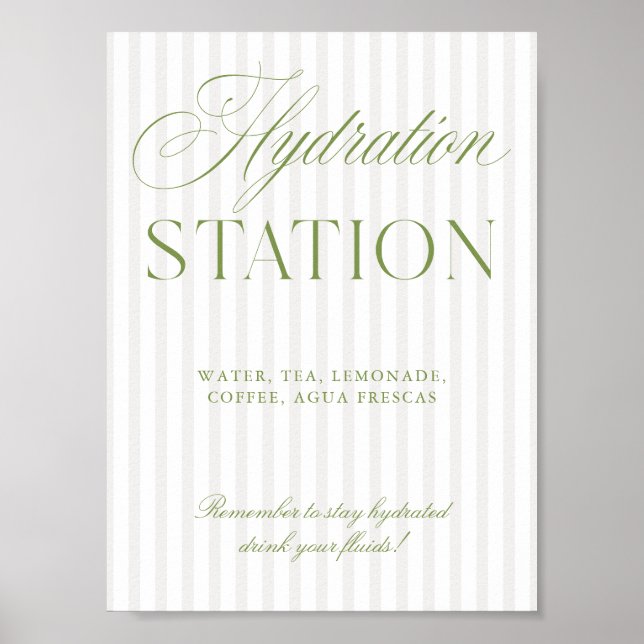 Poster Panneau de station d'hydratation de mariage Vert S (Devant)