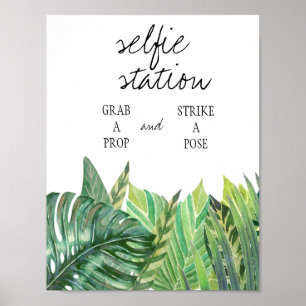 Poster Panneau de station selfie - Mariage verdure