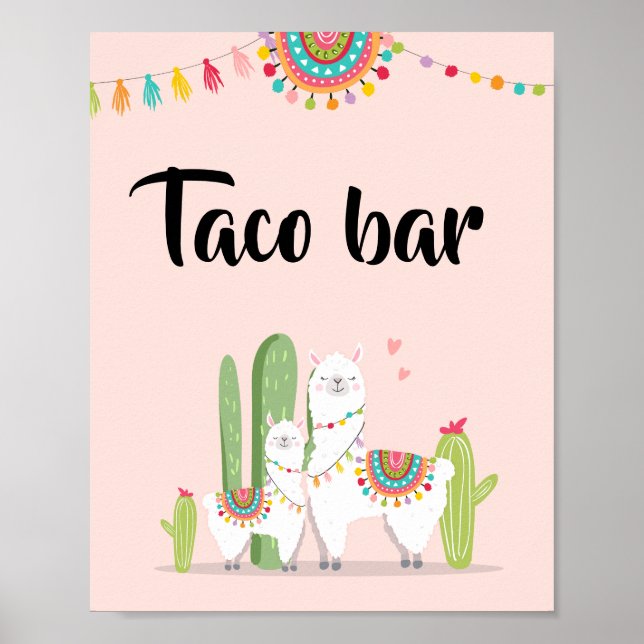 Poster Panneau de table Baby Shower Llama Fiesta Snack Ba (Devant)