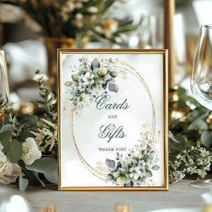 Poster Panneau de table Cartes et Cadeaux Feuillage Or Ve