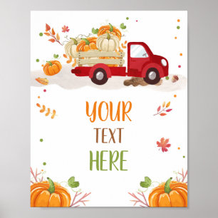 Poster Panneau de table Citrouille Automne Camion Rouge C