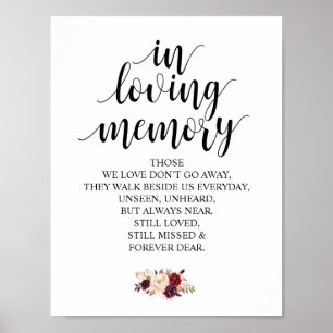 Poster Panneau de table commémoratif de mariage à calligr