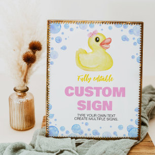 Poster Panneau de table d'anniversaire de la fille canard