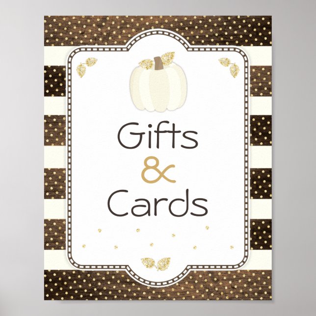 Poster Panneau de table de Baby shower citrouille, bois e (Devant)