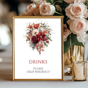 Poster Panneau de table de boissons de fleurs d'automne b