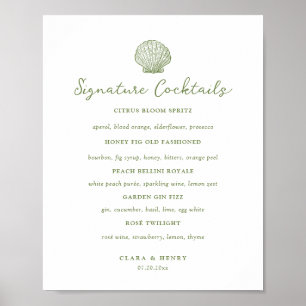 Poster Panneau de table de boissons signature vert sauge