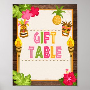Poster Panneau de table de cadeaux de Luau
