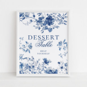 Poster Panneau de table de dessert à la toile de Jouy ble
