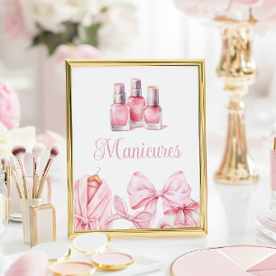 Poster Panneau de table de manucure rose pour fête de Spa