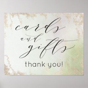 Poster Panneau de table de mariage Cartes et Cadeaux Vert