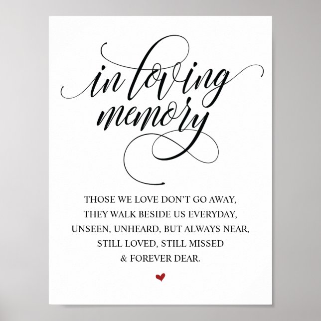 Poster Panneau de table de mariage mémorial élégant rusti (Devant)