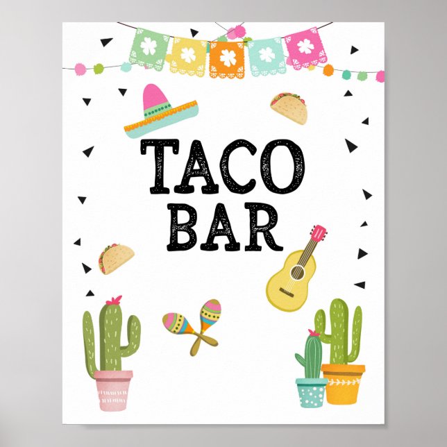 Poster Panneau de table de nourriture mexicaine Taco Bar  (Devant)