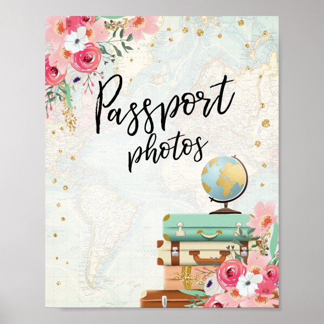 Poster Panneau de table de photos de passeport Voyage Ave (Devant)