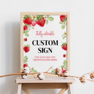 Poster Panneau de table personnalisée fraise Berry Sweet