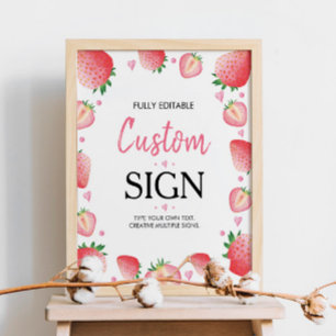 Poster Panneau de table personnalisée fraise Berry Sweet
