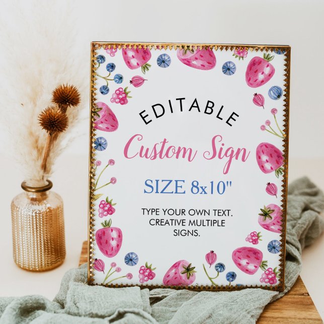 Poster Panneau de table personnalisée fraise Berry Sweet (Créateur téléchargé)