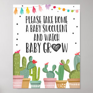 Poster Panneau de table pour Baby Shower Cactus Fiesta Wa