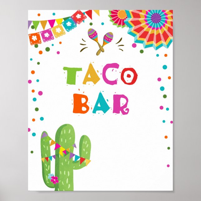 Poster Panneau de table Taco Bar Mexican Food Cactus Fies (Devant)