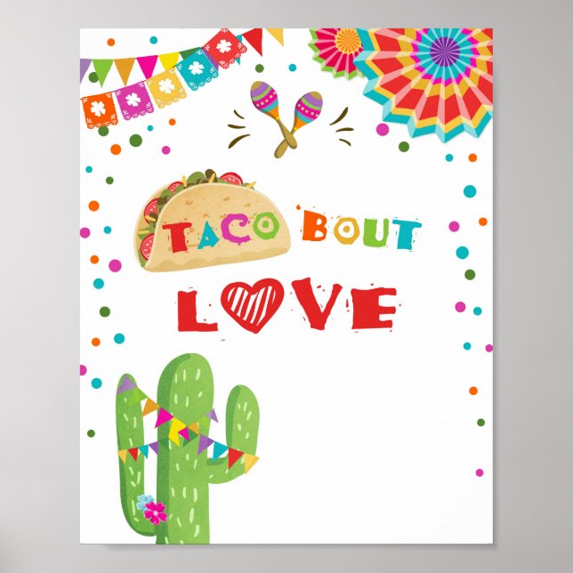 Poster Panneau de table Taco Bout Love Fiesta mexicain au (Devant)