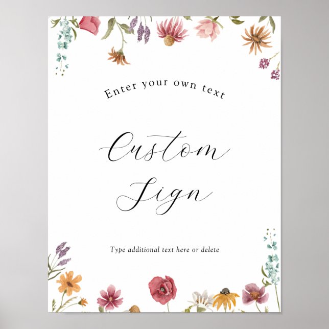 Poster Panneau de texte personnalisé Fleur sauvage en fle (Devant)