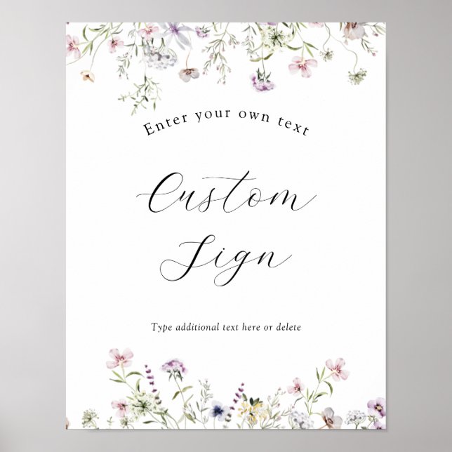 Poster Panneau de texte personnalisé Fleur sauvage violet (Devant)