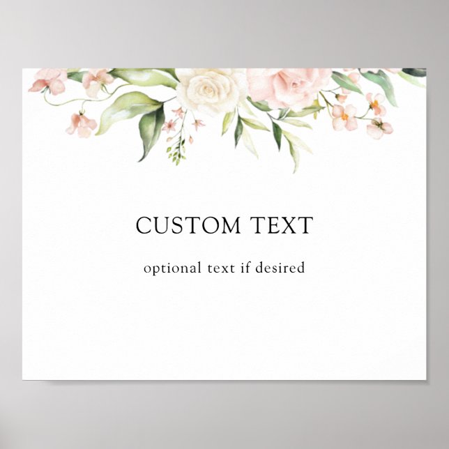 Poster Panneau de texte personnalisé rose blanc et vert (Devant)