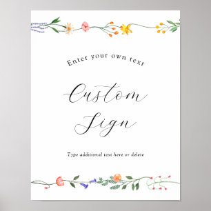 Poster Panneau de texte personnalisé Secret Garden Floral