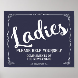 Poster Panneau de toilettes pour dames - panier d'article