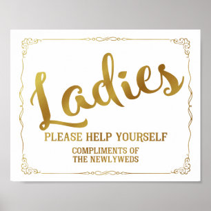 Poster Panneau de toilettes pour dames - panier d'article