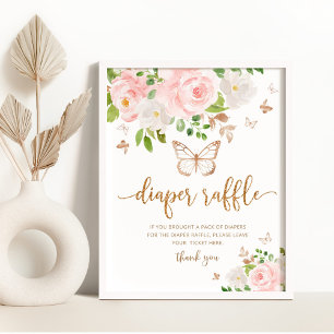 Poster Panneau de tombola à papillon floral