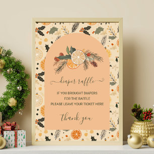 Poster Panneau de tombola de couche hiver citrus Baby Sho