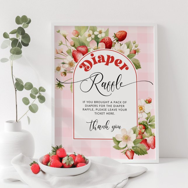 Poster Panneau de tombola de fraise. Rolle de berry (Créateur téléchargé)