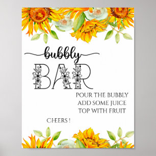 Poster Panneau de tournesol bar à bulles pour la fête de 