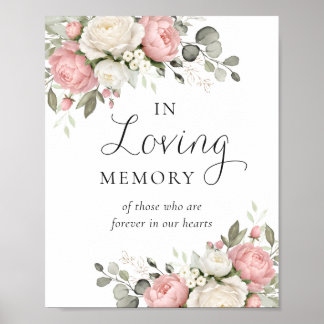 Poster Panneau de verdure rose blush floral en souvenir a